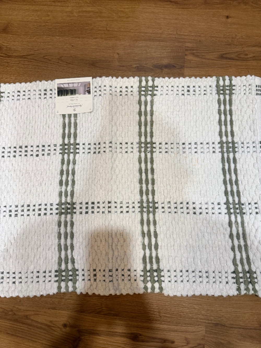Hearth & Hand by Magnolia Green/Cream Open Plaid Bath Rug